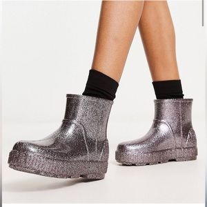 NEW UGG Drizlita Glitter Rain Boot in Glitter Grey